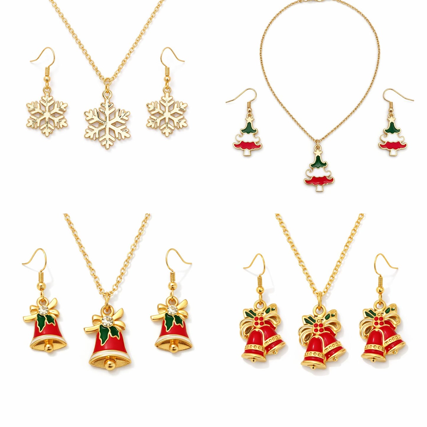 π Festive Christmas Pendant Necklace & Earrings Sets (4 Designs)