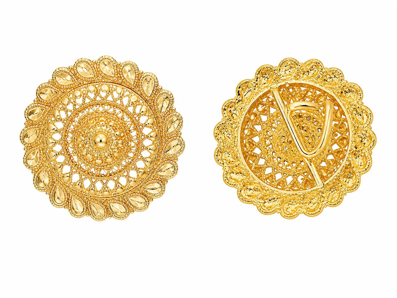 1 Gram Gold Plated Traditional Designer Ring | Round Floral Statement Adjustable Ring