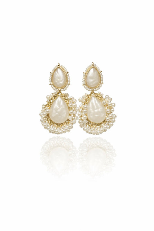 White Pearl Statement Earrings