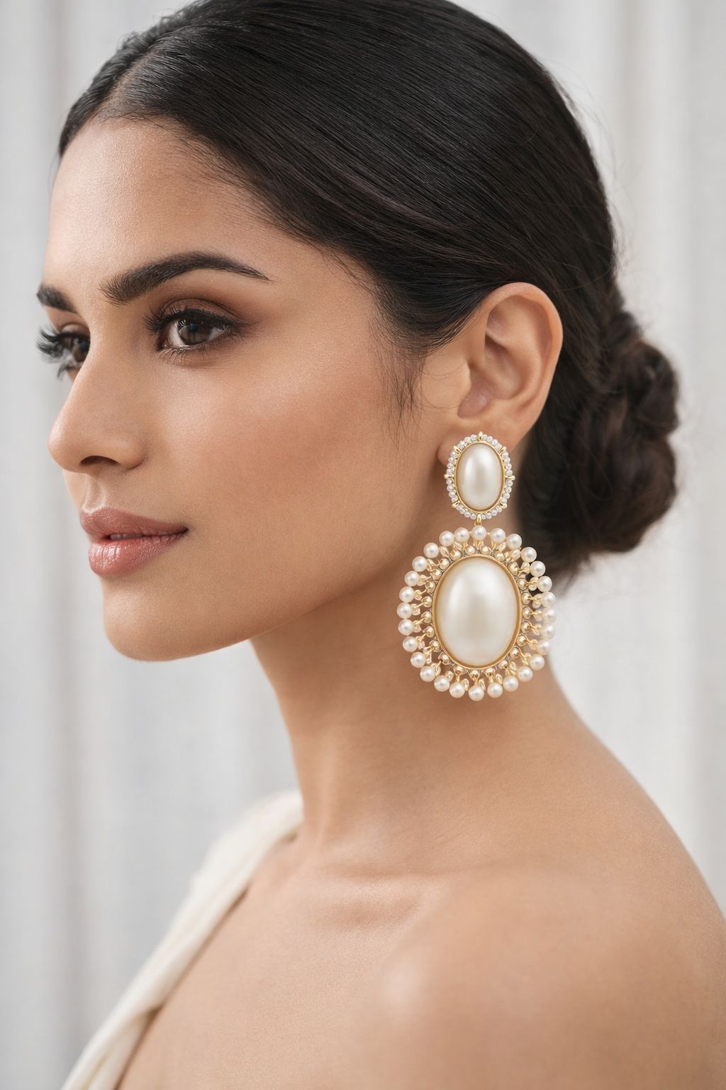 White Pearl Statement Earrings
