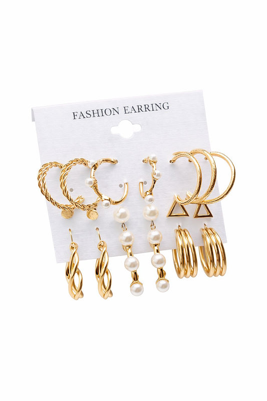 Gold Plated Pearl & Hoop Earrings Combo for Women