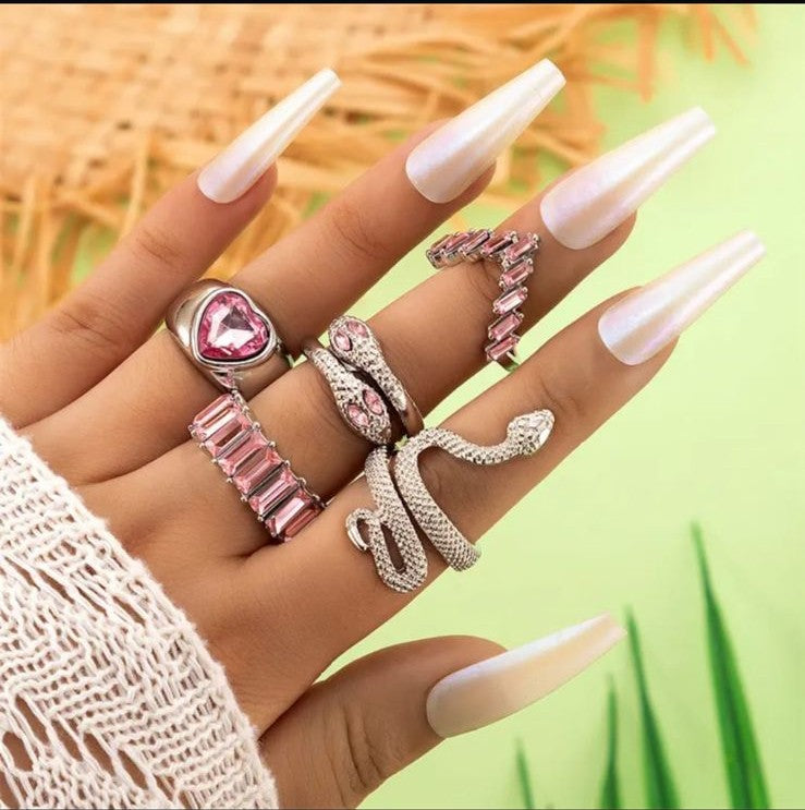 💖 Pink Crystal Rings Combo – Luxury Statement Jewelry Set (5+ Designs)