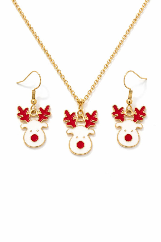 Cute Reindeer Christmas Jewellery Set for Women (Necklace & Earrings Combo)