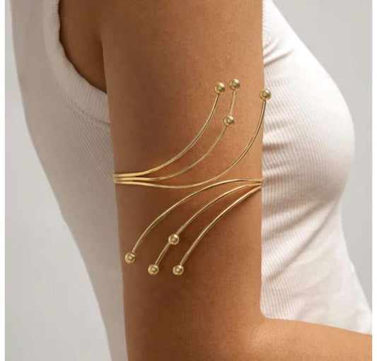 Elegant Gold Multi-Line Arm Cuff Bracelet for Women