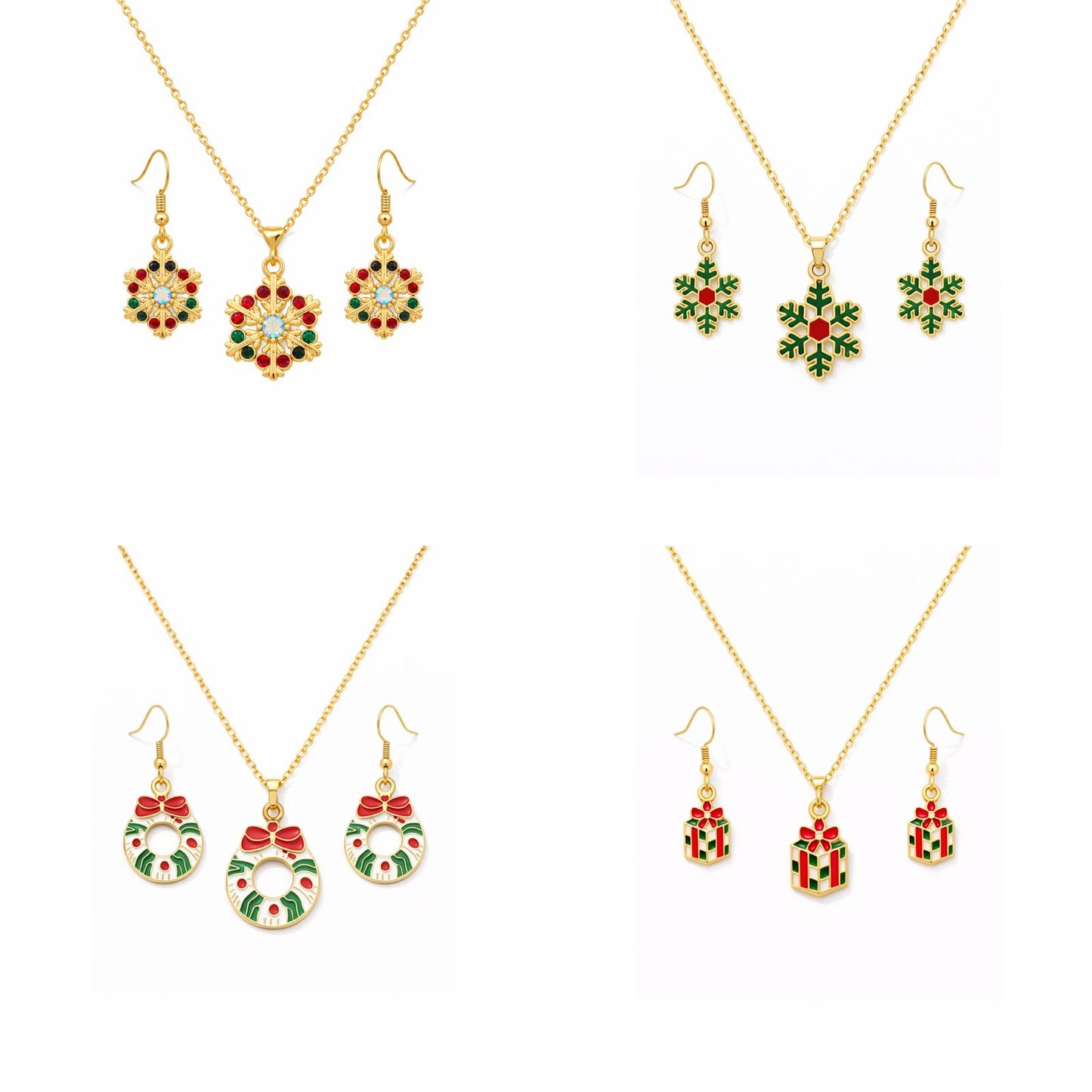 🎄 Festive Christmas Pendant Necklace & Earrings Sets (4 Designs)