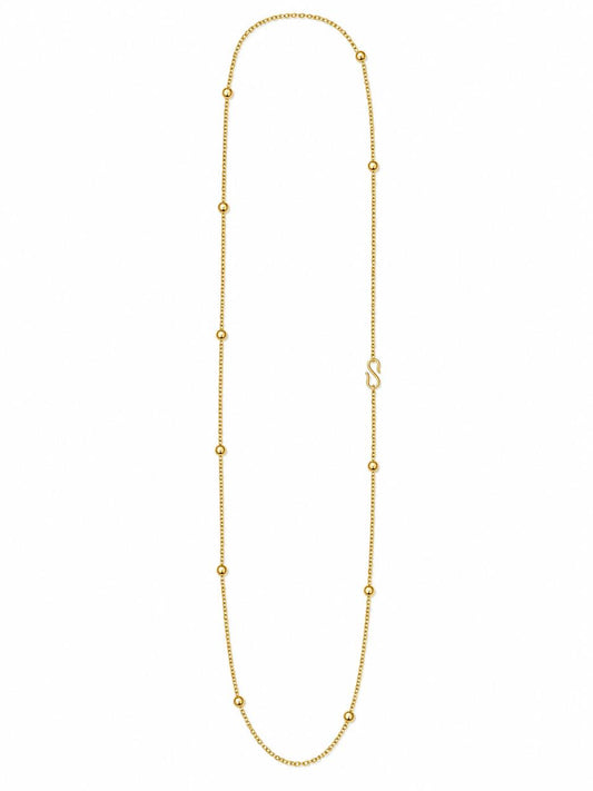 Elegant Gold Plated Beaded Chain Necklace for Women | Minimal Designer Chain | Lightweight Daily Wear | 6 Months Warranty