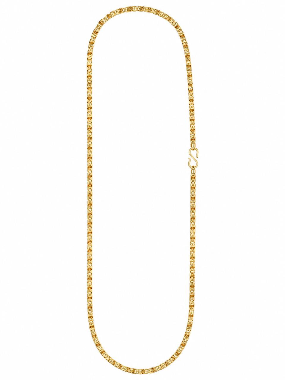 1 Gram Gold Plated Designer Chain | Textured Link Pattern with S-Hook Lock