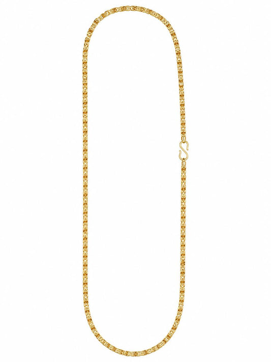 1 Gram Gold Plated Designer Chain | Textured Link Pattern with S-Hook Lock