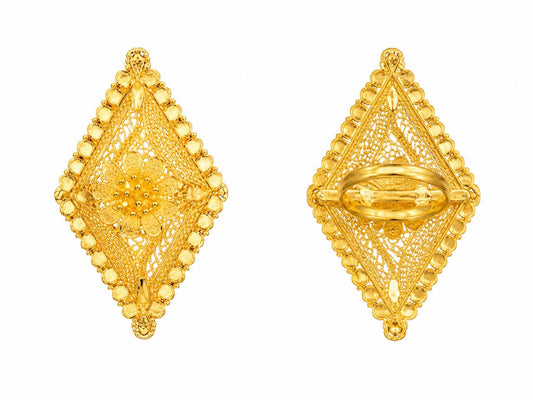 1 Gram Gold Plated Designer Ring | Diamond Shape Floral Statement Adjustable Ring