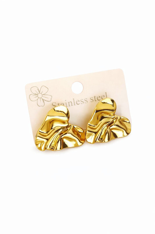 Gold Plated Stainless Steel Abstract Stud Earrings for Women | Trendy Irregular Shape Statement Earrings | Lightweight Fashion Jewelry for Girls & Women | Party, Daily Wear