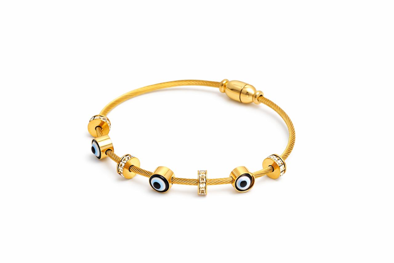 Evil Eye Gold Plated Adjustable Bracelet for Women