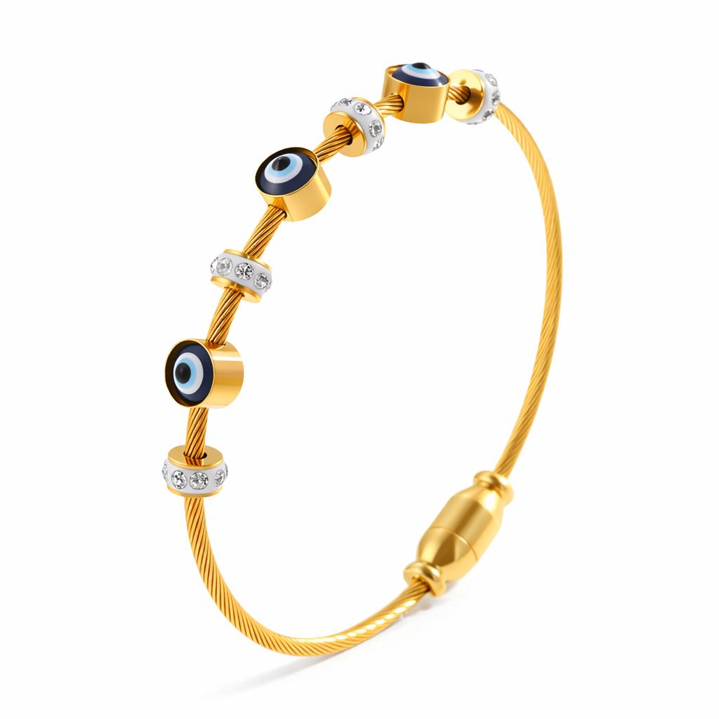 Evil Eye Gold Plated Adjustable Bracelet for Women