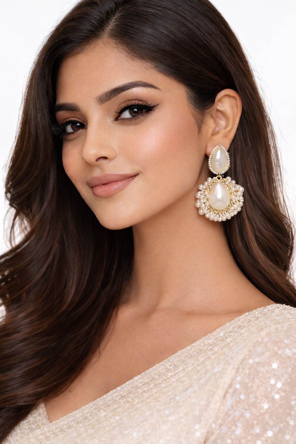 White Pearl Statement Earrings