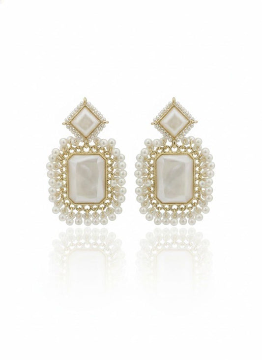 White Pearl Statement Earrings