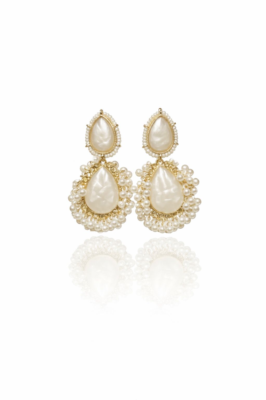 White Pearl Statement Earrings