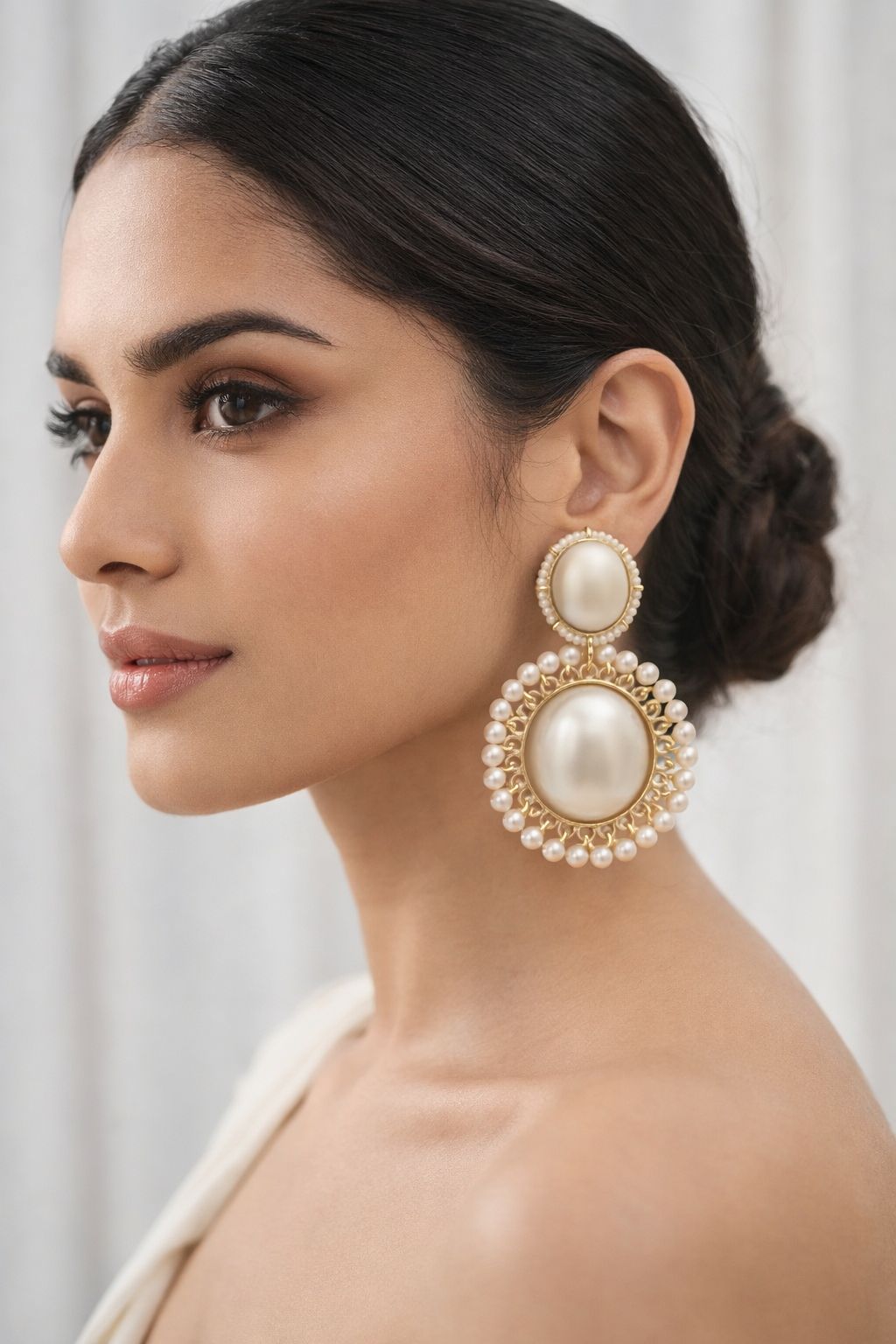White Pearl Statement Earrings