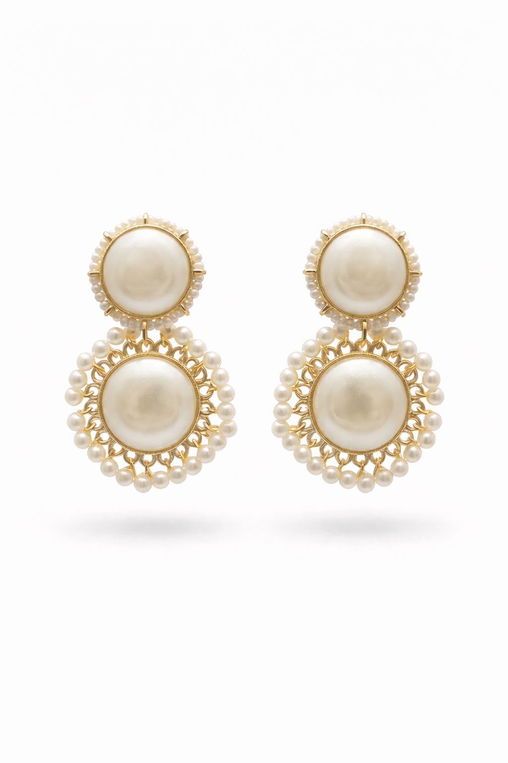 White Pearl Statement Earrings