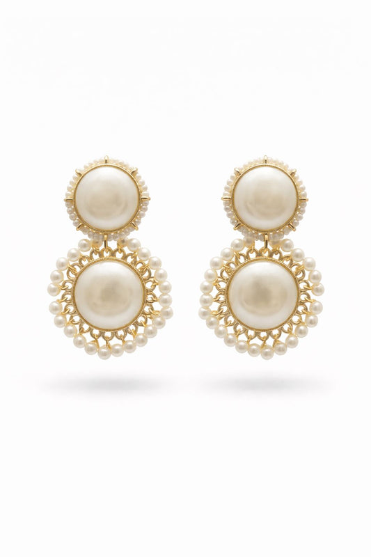 White Pearl Statement Earrings