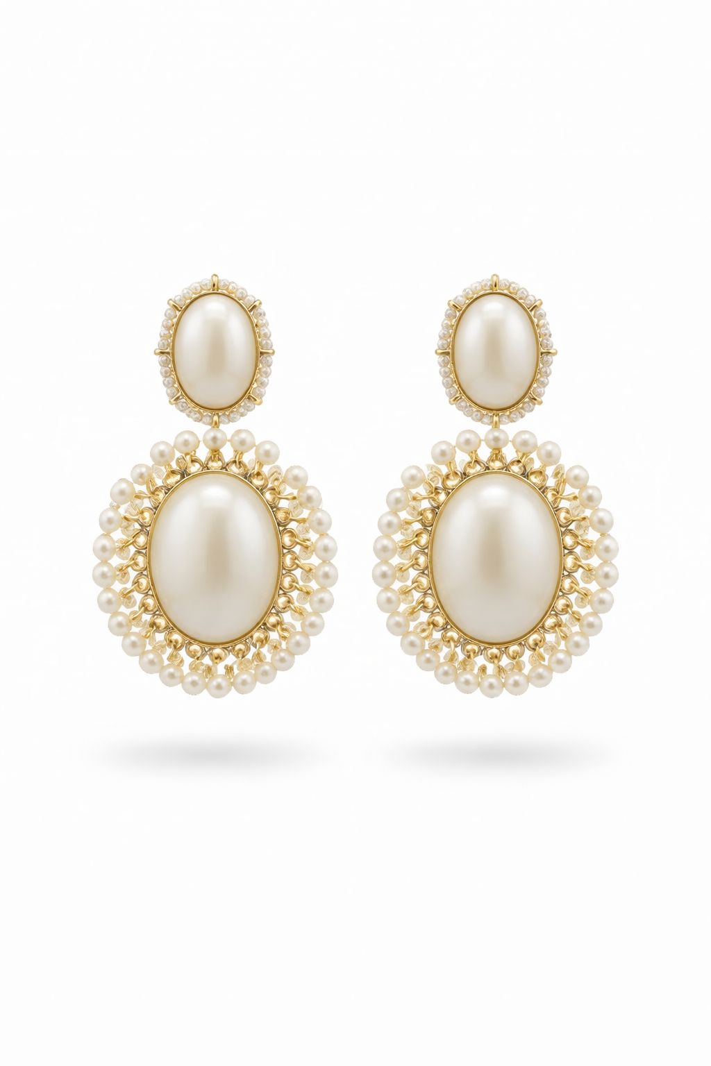 White Pearl Statement Earrings