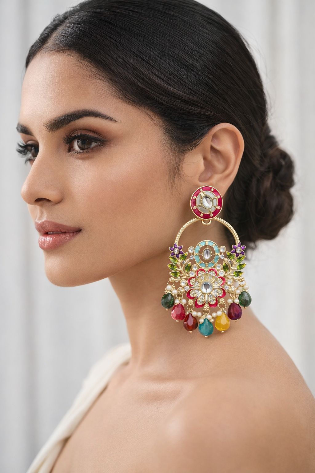 Kundan Floral Chandbali