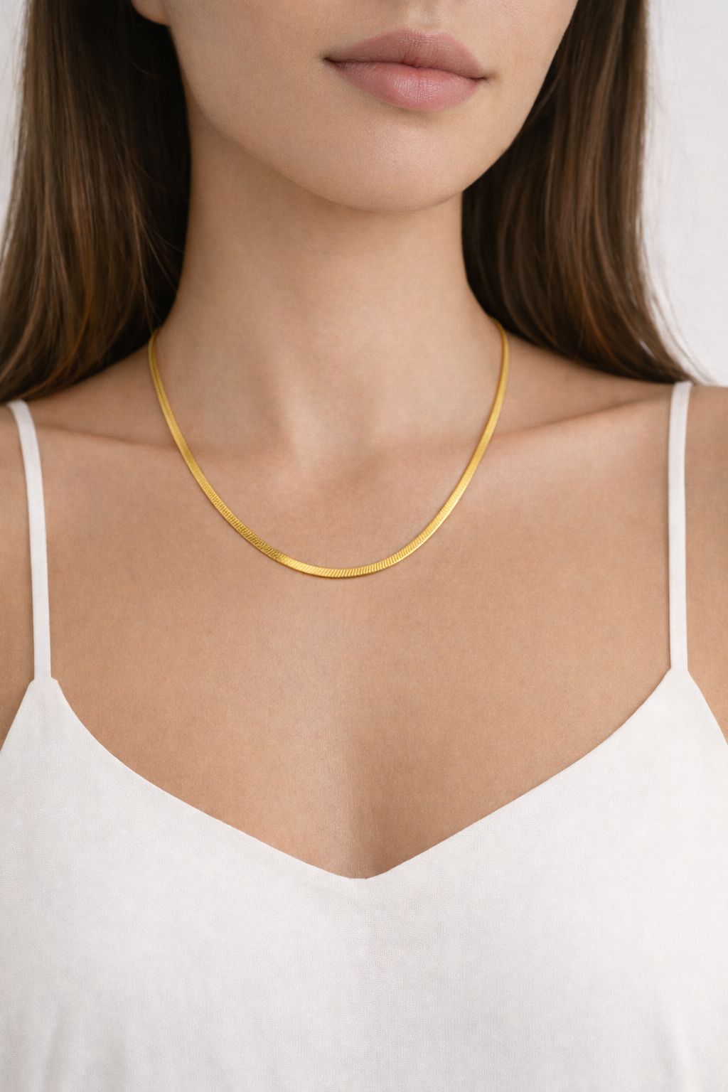 Minimal Gold Plated Flat Chain Necklace for Women | Elegant Daily Wear Jewellery