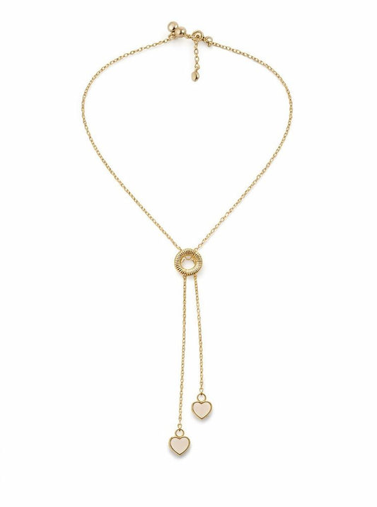 Gold Plated Heart Lariat Necklace for Women | Adjustable Y-Necklace | Elegant Daily Wear Jewellery