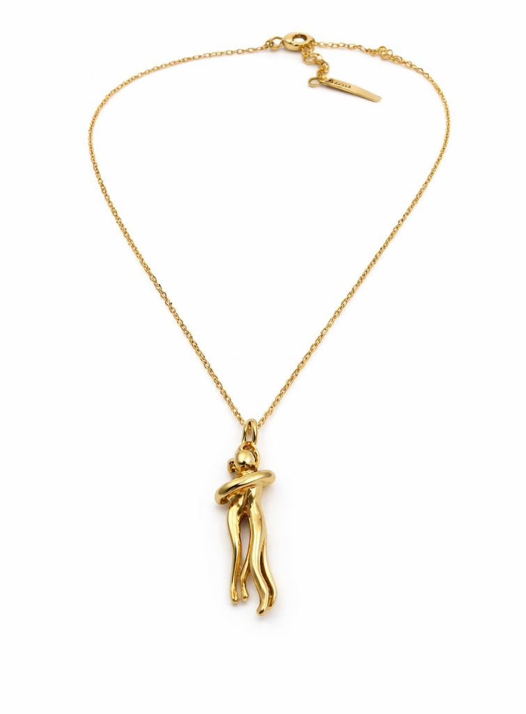 Minimal Abstract Gold Plated Couple Hug Pendant Necklace for Women | Modern Elegant Jeweller
