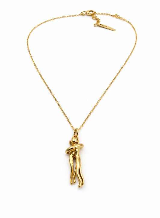 Minimal Abstract Gold Plated Couple Hug Pendant Necklace for Women | Modern Elegant Jeweller