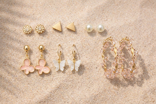 Gold Plated Earrings Combo Set for Women | Studs, Hoops & Drop Earrings | Trendy Fashion Jewellery