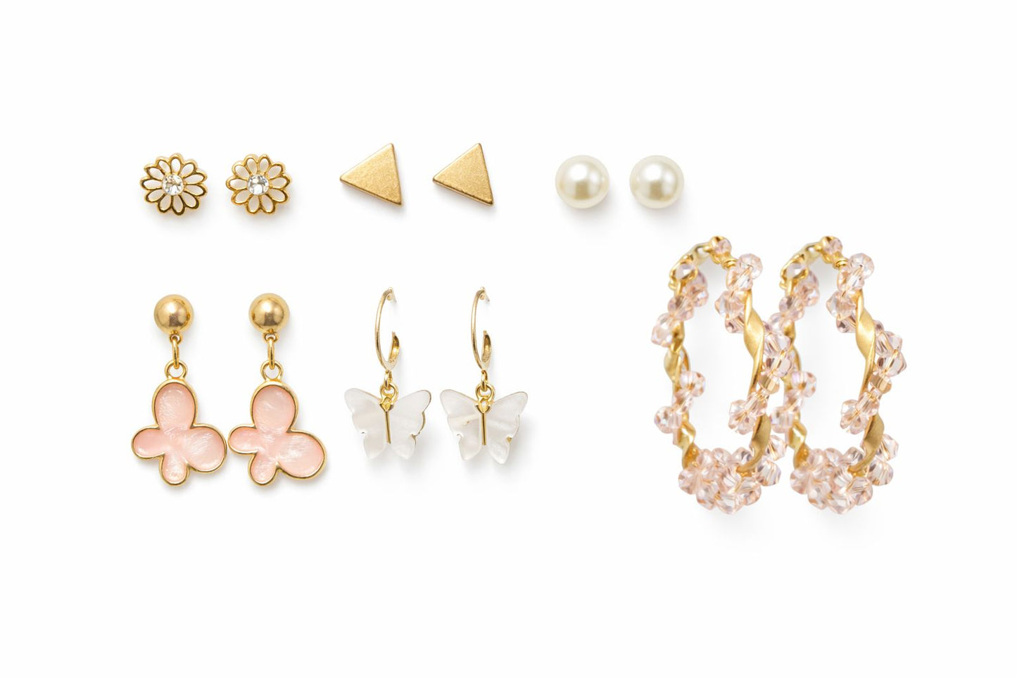 Gold Plated Earrings Combo Set for Women | Studs, Hoops & Drop Earrings | Trendy Fashion Jewellery