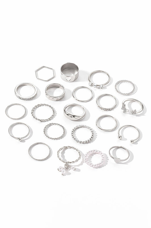 Silver Stackable Rings Set for Women (Adjustable)