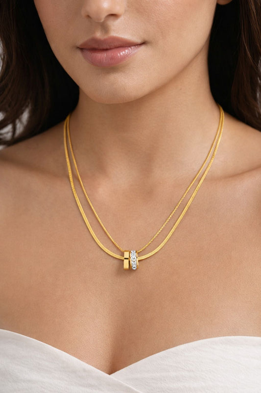 Gold Plated Double Layer Necklace for Women