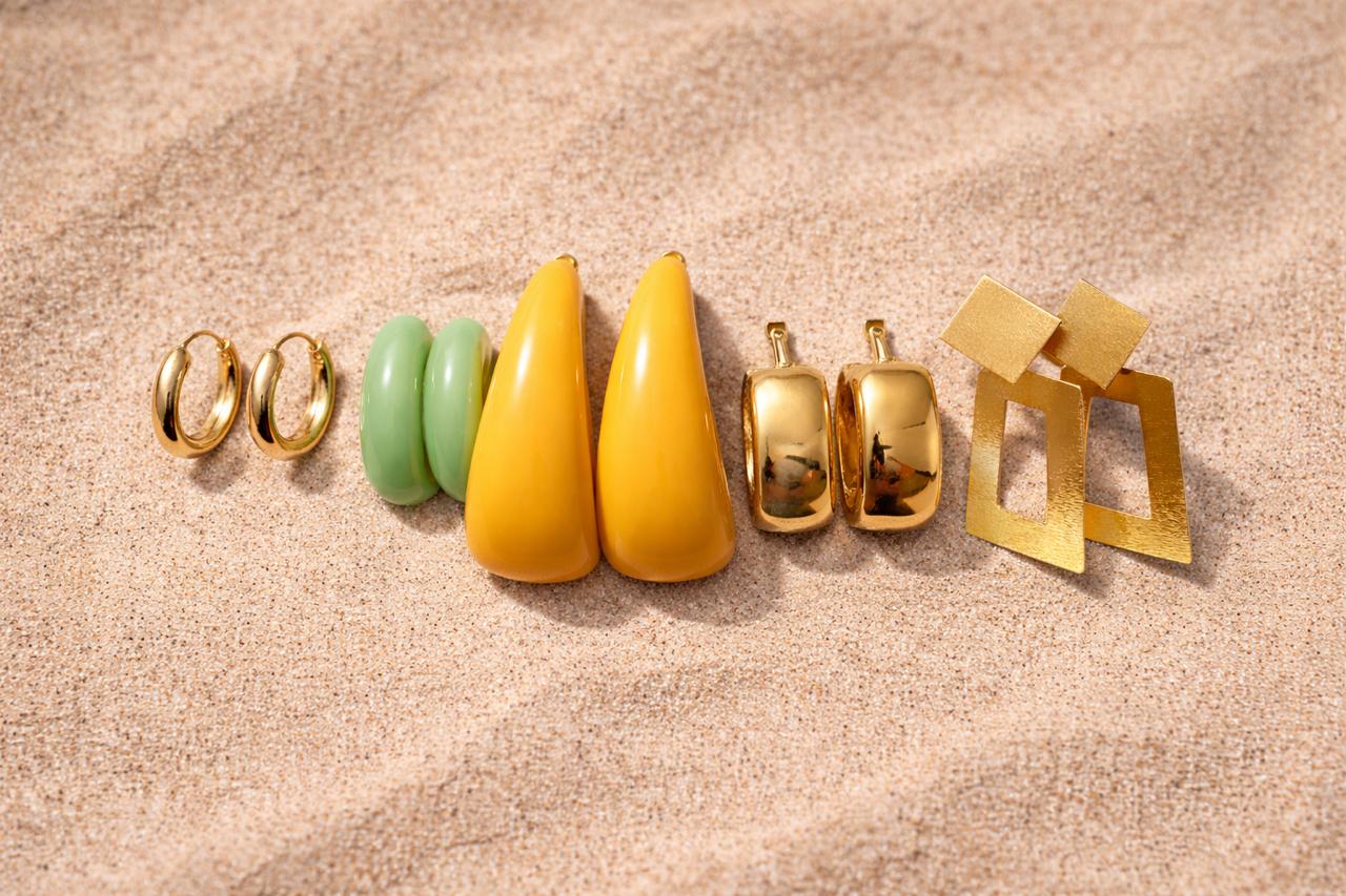 Multicolour Chunky Hoop Earrings Combo for Women