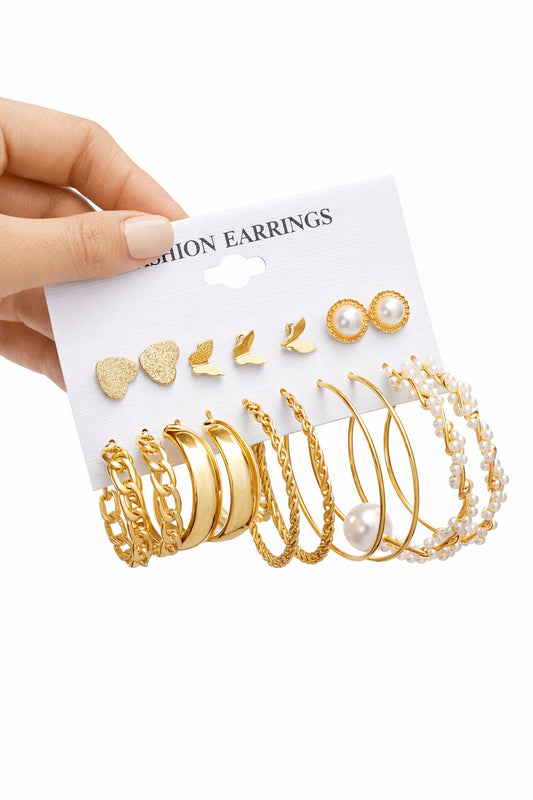 Premium Gold Plated Stud & Hoop Earrings Combo for Women