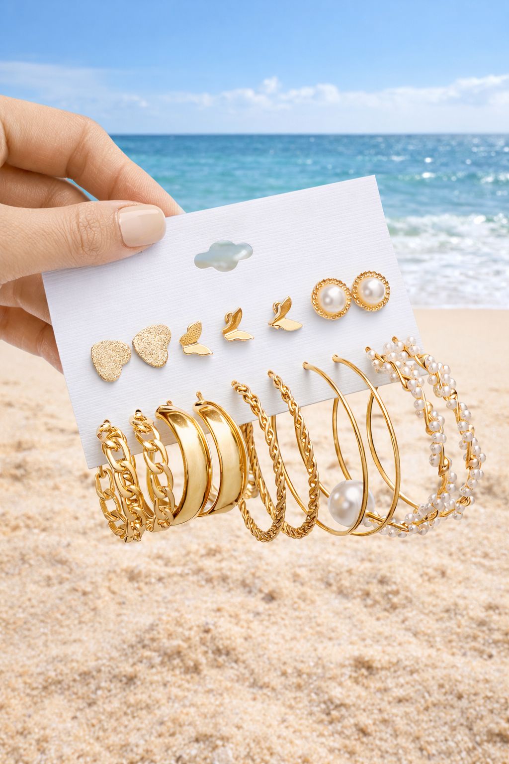 Premium Gold Plated Stud & Hoop Earrings Combo for Women