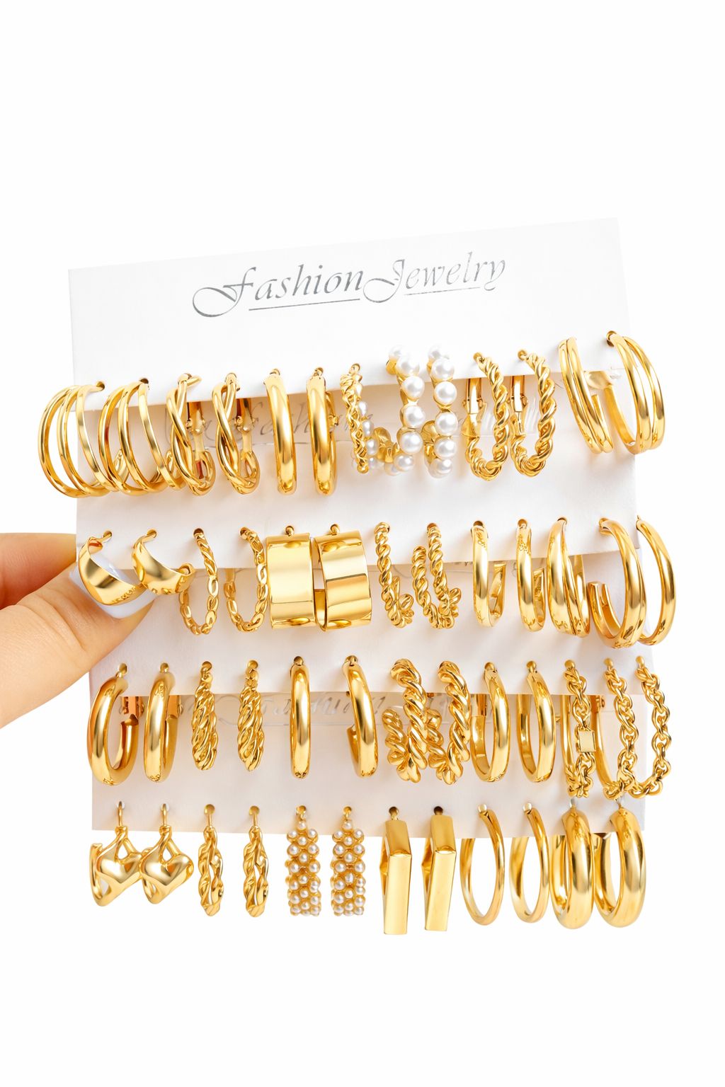 Luxury Gold Plated Hoop & Stud Earrings Mega Combo for Women
