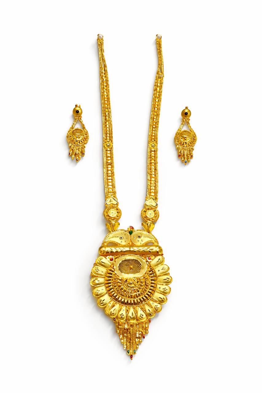 Royal Gold Plated Temple Necklace Set with Earrings
