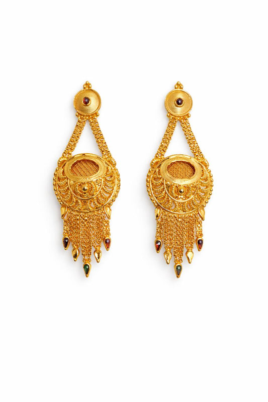 Royal Gold Plated Temple Necklace Set with Earrings
