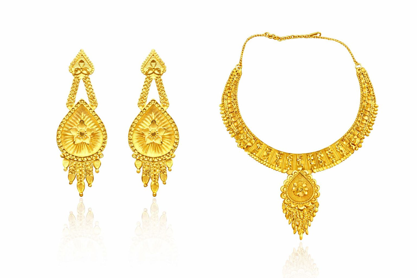 Royal Antique 1g Gold Necklace Set with Earrings