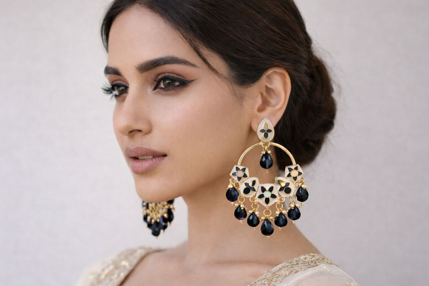 Meenakari Chandbali Earrings