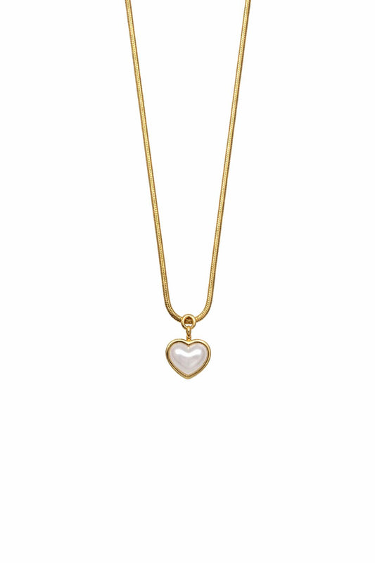 Heart Pendant Gold Necklace for Women | Elegant Pearl Look Chain